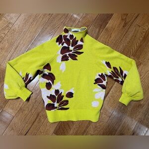 Anthropologie Beatriz Floral Mock Neck Sweater Size XS